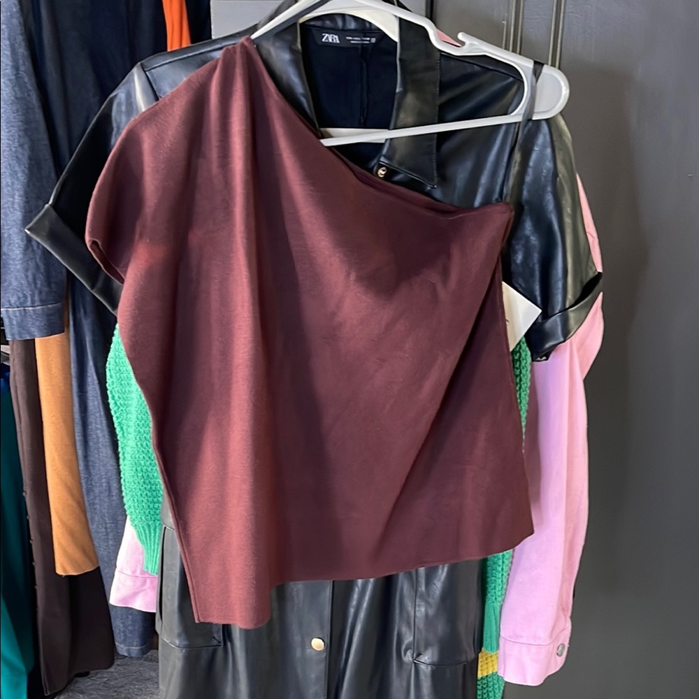 Love Bonito Burgundy One-Shoulder Top